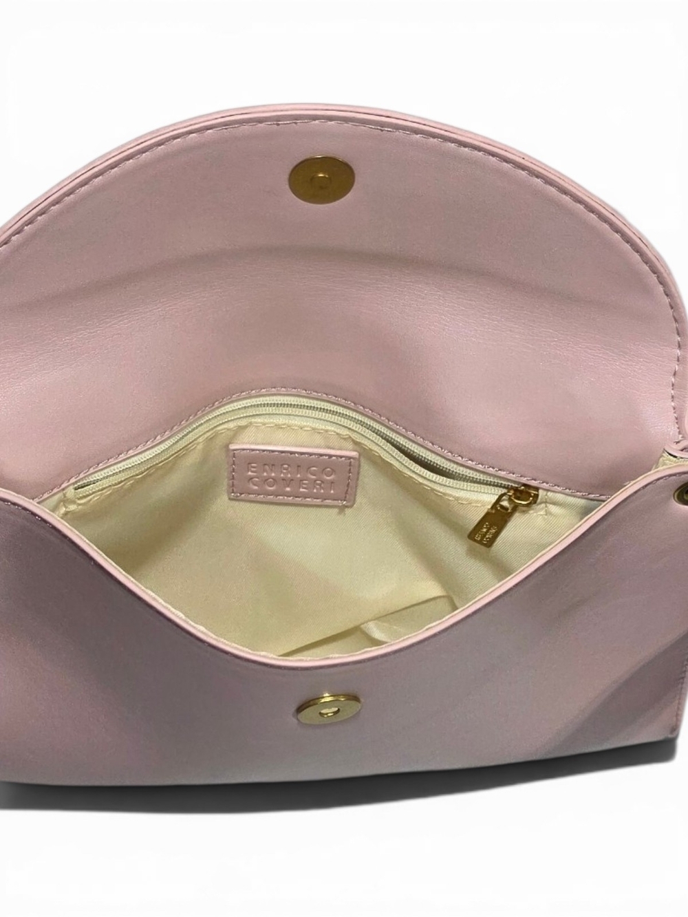 Enrico Coveri Pink Clutch Bag Chain Strap With Cross Body Strap Option 12x7.5x1 - Picture 12 of 13
